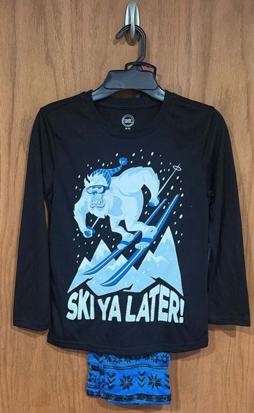 WonderNation Boys SkiYaLater LongSleeve Graphic Tee & Pants Sleep Set, Size M(8)